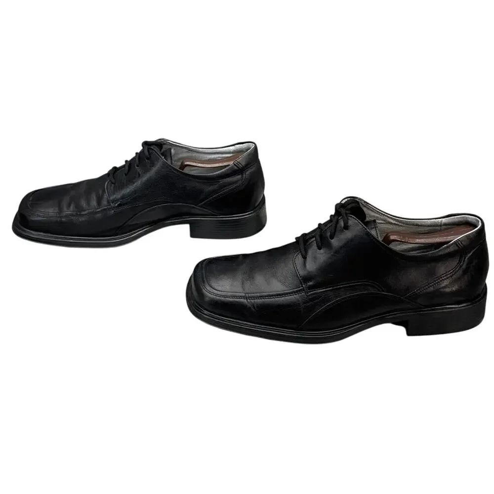 Aldo Black Leather Square-Toe Lace Up Block Heel Derby Dress Shoe Men 11 / 44